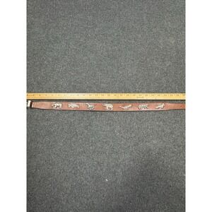 Vintage HONEST Leather Animal Concho Belt Solid Brass 30–32